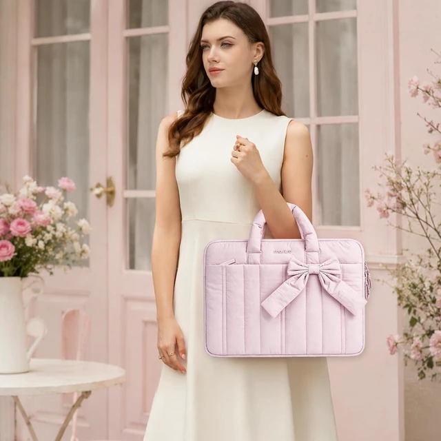 Alt view image 3 of 7 - Laptop Case 13.3 inch 13-13.3 inch Puffy Laptop Sleeve Pink