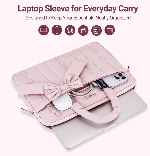 Alt view image 4 of 7 - Laptop Case 13.3 inch 13-13.3 inch Puffy Laptop Sleeve Pink