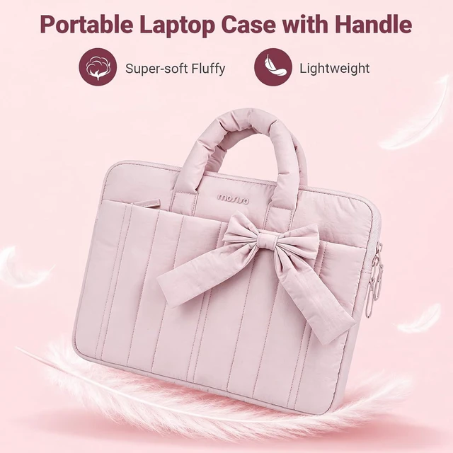 Alt view image 6 of 7 - Laptop Case 13.3 inch 13-13.3 inch Puffy Laptop Sleeve Pink