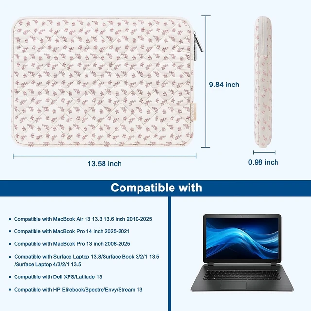Alt view image 5 of 7 - Laptop Case 13.3 inch 13-13.3 inch Puffy Laptop Sleeve Bag Pink