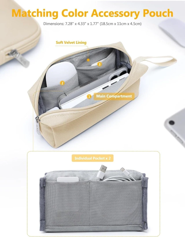 Alt view image 5 of 7 - 17-17.3 Inch Laptop Case Sleeve Bag Set for 17 Notebook Sand