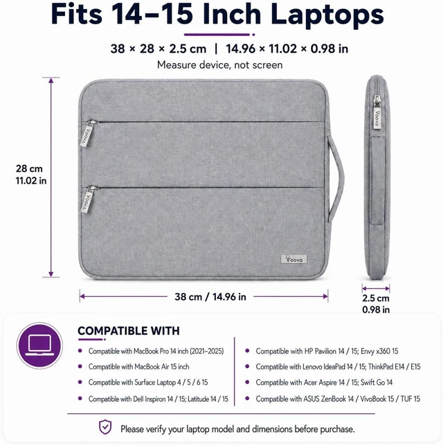 Alt view image 2 of 7 - 13.3-13 Inch Laptop Sleeve MacBook CaseLaptop Case Gray