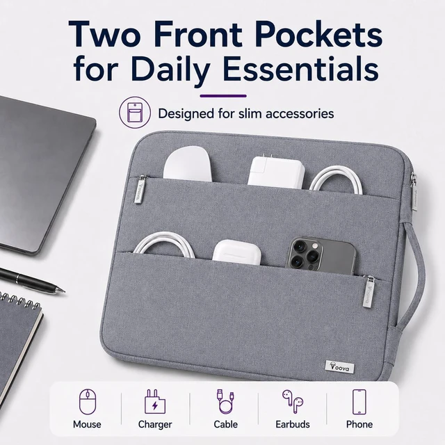 Alt view image 4 of 7 - 13.3-13 Inch Laptop Sleeve MacBook CaseLaptop Case Gray