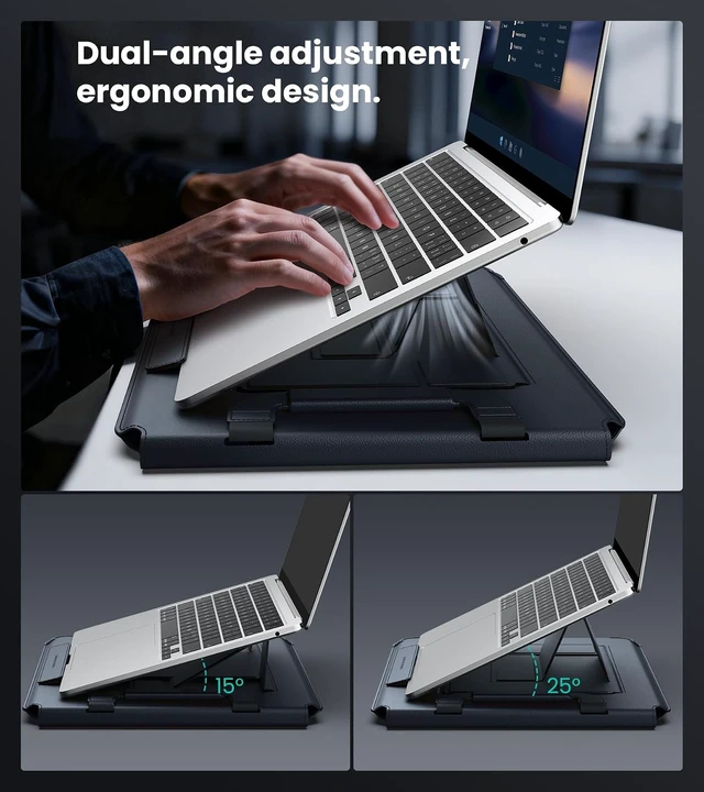 Alt view image 3 of 7 - 16 inch Laptop Sleeve with Stand (4-in-1) 2 Stand Modes Mouse Pad