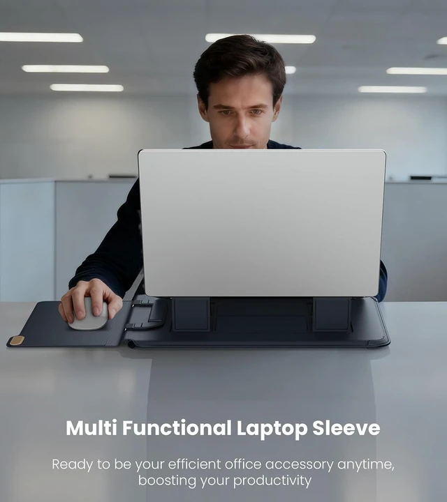 Alt view image 7 of 7 - 16 inch Laptop Sleeve with Stand (4-in-1) 2 Stand Modes Mouse Pad