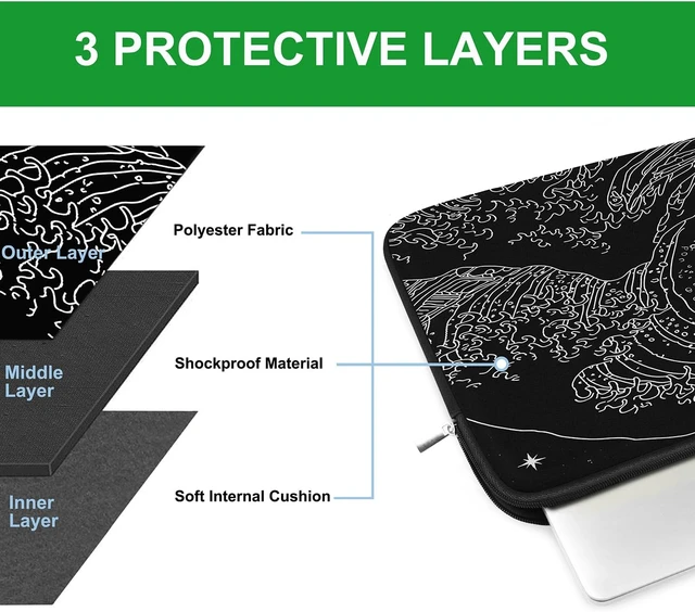 Alt view image 3 of 7 - Laptop Sleeve Case 13.3 inch Portable Protective Carrying Computer Cover