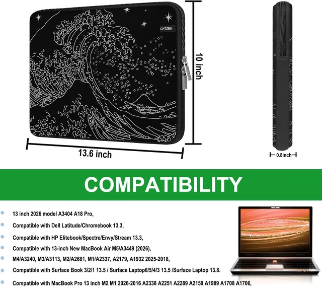 Alt view image 5 of 7 - Laptop Sleeve Case 13.3 inch Portable Protective Carrying Computer Cover