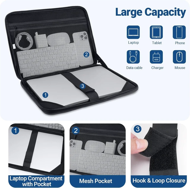 Alt view image 2 of 7 - Laptop Case 16 inch 15-15.6 inch Shockproof EVA Laptop Sleeve Bag