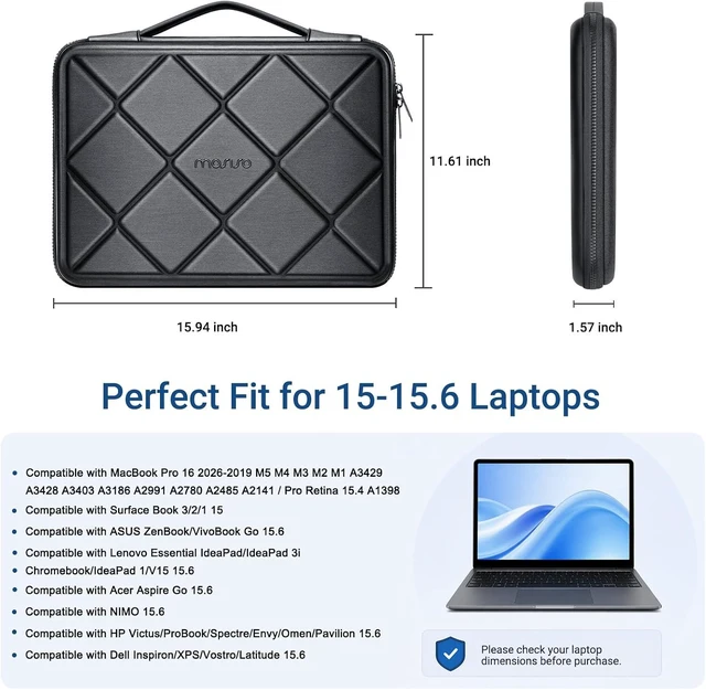 Alt view image 6 of 7 - Laptop Case 16 inch 15-15.6 inch Shockproof EVA Laptop Sleeve Bag