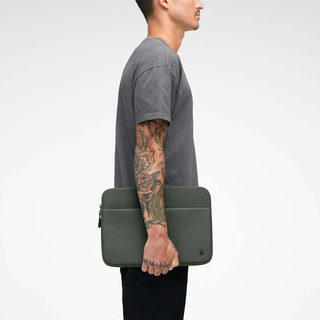 Alt view image 4 of 7 - A.R.C. Laptop Sleeve 14 Inch C MacBook Case with Faux Fur Lining External Pocket C Fits MacBook Pro Air C Laptop Cover Computer Case - Travel Work College - Smoked Ivy