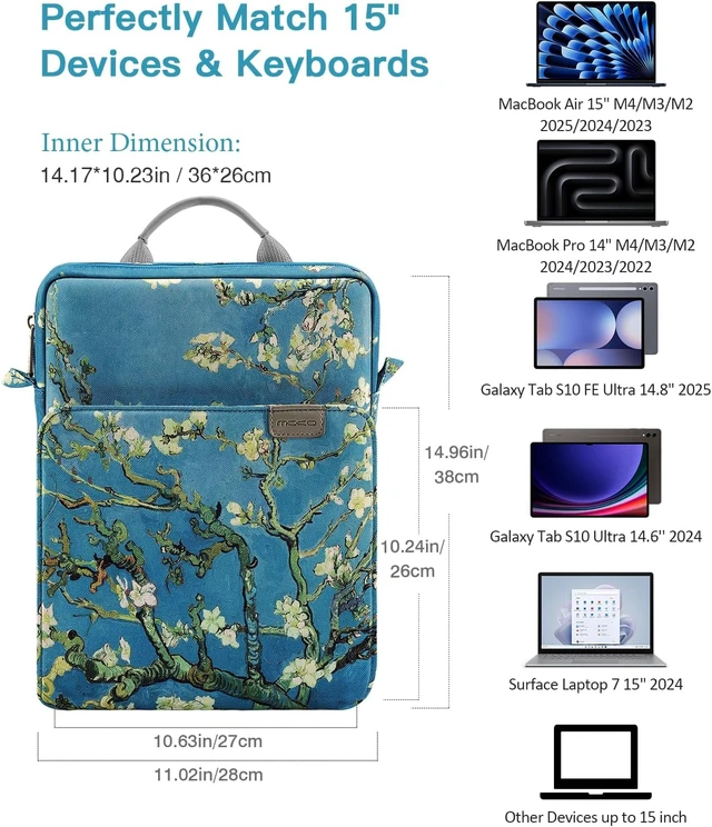 Alt view image 2 of 7 - 15 Inch Laptop Sleeve Bag Carrying Case with Shoulder Strap Handle