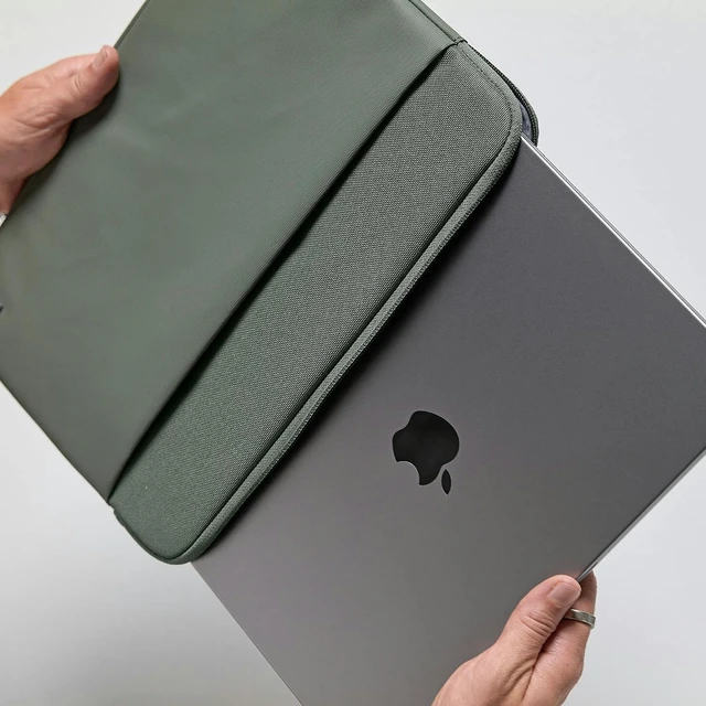 Alt view image 7 of 7 - A.R.C. Laptop Sleeve 14 Inch C MacBook Case with Faux Fur Lining External Pocket C Fits MacBook Pro Air C Laptop Cover Computer Case - Travel Work College - Smoked Ivy
