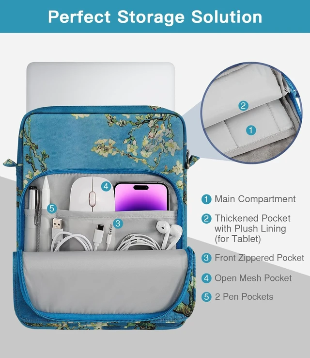 Alt view image 5 of 7 - 15 Inch Laptop Sleeve Bag Carrying Case with Shoulder Strap Handle