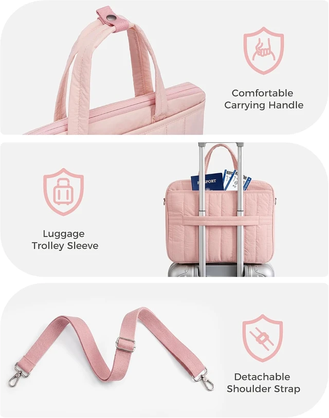 Alt view image 3 of 7 - Laptop Sleeve Bag with Handle & Shoulder Strap -Blush