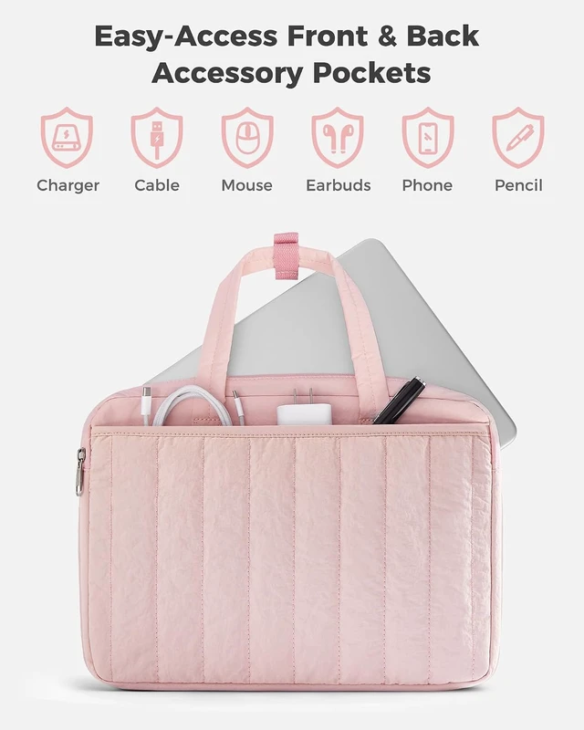 Alt view image 5 of 7 - Laptop Sleeve Bag with Handle & Shoulder Strap -Blush