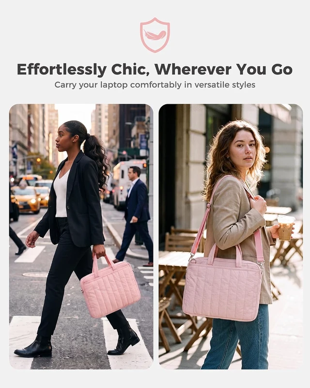 Alt view image 6 of 7 - Laptop Sleeve Bag with Handle & Shoulder Strap -Blush