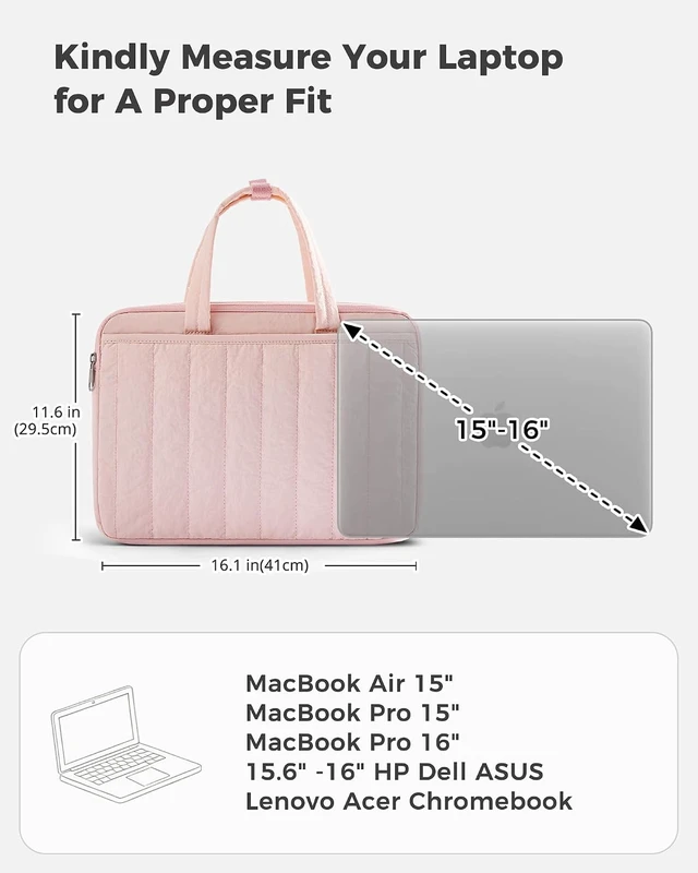 Alt view image 7 of 7 - Laptop Sleeve Bag with Handle & Shoulder Strap -Blush