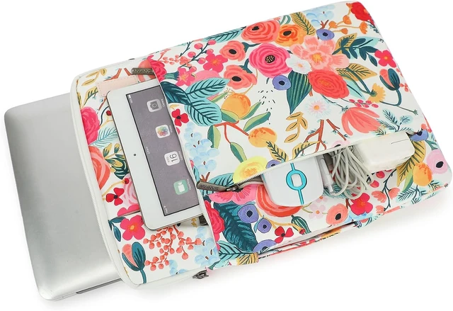 Alt view image 3 of 7 - 360 Protective 3 Pockets Laptop Sleeve Case Bag with Handle for MacBook Air 15 inch MacBook Pro 16 inch and 15.6 inch Screen Laptop (Watercolor Flowers)