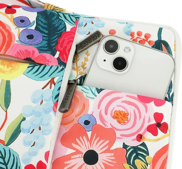 Alt view image 6 of 7 - 360 Protective 3 Pockets Laptop Sleeve Case Bag with Handle for MacBook Air 15 inch MacBook Pro 16 inch and 15.6 inch Screen Laptop (Watercolor Flowers)