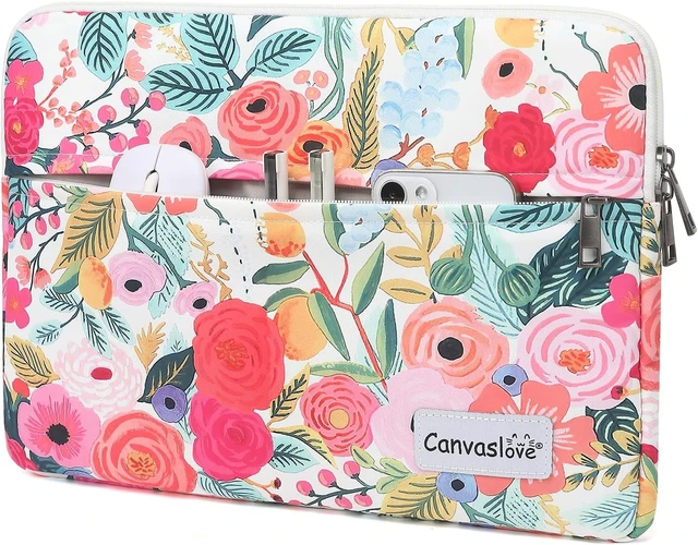 Alt view image 2 of 6 - Floral Pattern Laptop Sleeve Case Cover with Pocket for MacBook Pro 14 inch and 14 inch-14.4 inch Notebook Computer
