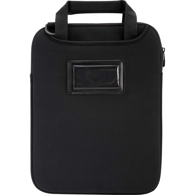 Alt view image 7 of 7 - Vertical Slipcase Laptop Messenger Bag Black - Hideaway Handles with Cross Shoulder Strap and Protective Padding Fits 14 Laptop (TSS913)