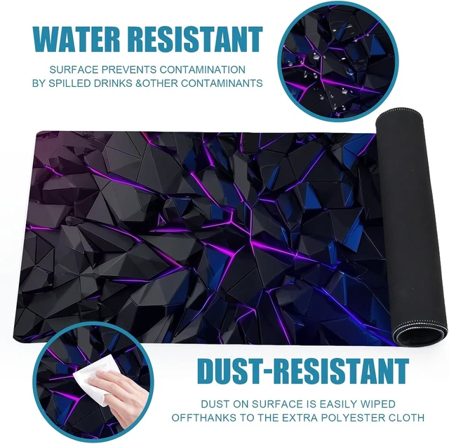 Alt view image 6 of 7 - Gaming Mouse Pad XL Extended Big Computer Mousepad Large Mouse Pad for Desk with Non-Slip Rubber Base Desk Mat Keyboard Mat for PC Office&Home 31.5x11.8in Geometric Neon