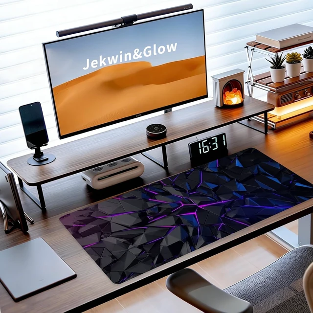 Alt view image 3 of 7 - Gaming Mouse Pad XL Extended Big Computer Mousepad Large Mouse Pad for Desk with Non-Slip Rubber Base Desk Mat Keyboard Mat for PC Office&Home 31.5x11.8in Geometric Neon