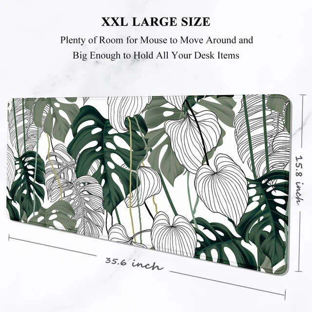 Alt view image 2 of 7 - Desk Mouse Pad Large Gaming Mousepad XXL Desk Pad Extended Long Superior Micro-Weave Cloth Non-Slip Rubber Big Computer Mouse Mat for Gamer Office & Home 35 x 15 Abstract Monstera
