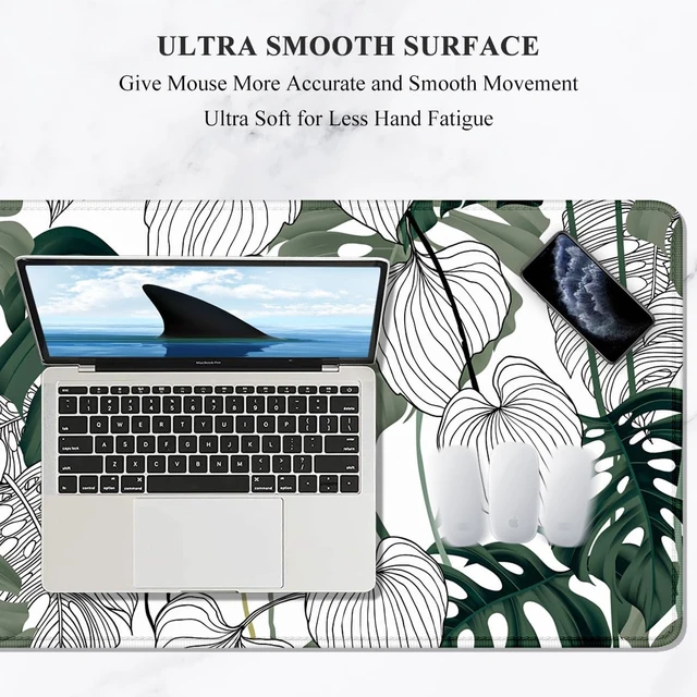 Alt view image 3 of 7 - Desk Mouse Pad Large Gaming Mousepad XXL Desk Pad Extended Long Superior Micro-Weave Cloth Non-Slip Rubber Big Computer Mouse Mat for Gamer Office & Home 35 x 15 Abstract Monstera