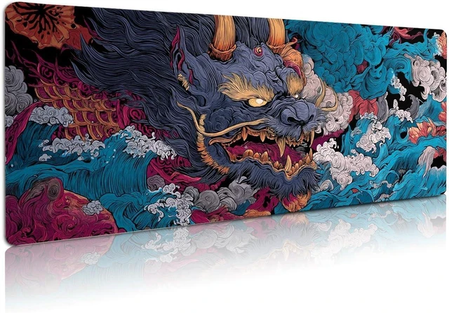 Main image of Extended Gaming Mouse Pad Large Mouse Mat 3 mm Nature Rubber Base Mousepad with Stitched Edges Non-Slip Desk Mat for Office Home Great Gift 31.5x11.8 Inch (Ukiyo-e Monster 3)
