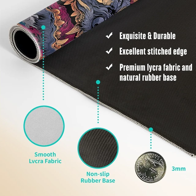 Alt view image 6 of 7 - Extended Gaming Mouse Pad Large Mouse Mat 3 mm Nature Rubber Base Mousepad with Stitched Edges Non-Slip Desk Mat for Office Home Great Gift 31.5x11.8 Inch (Ukiyo-e Monster 3)