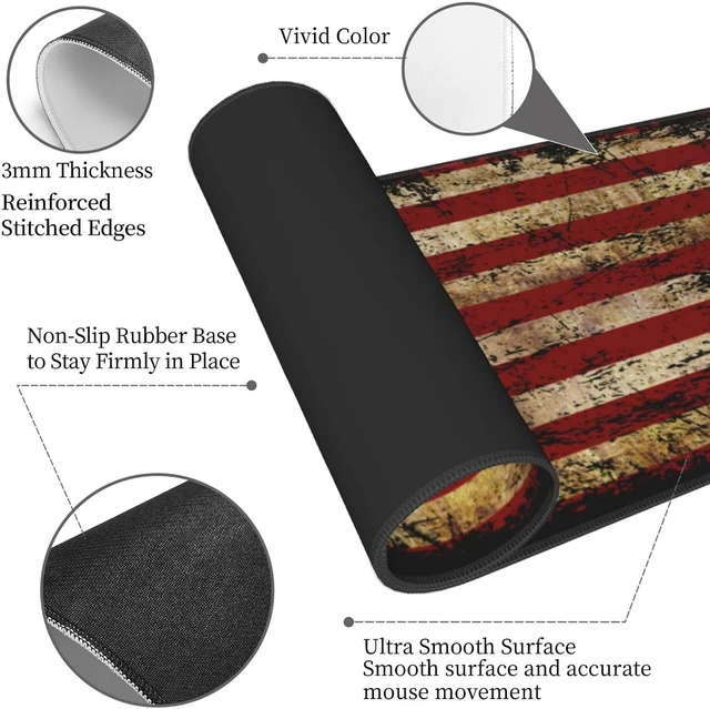 Alt view image 4 of 6 - American Flag Gaming Mouse Pad XXL Large Desk Mat Keyboard Pad