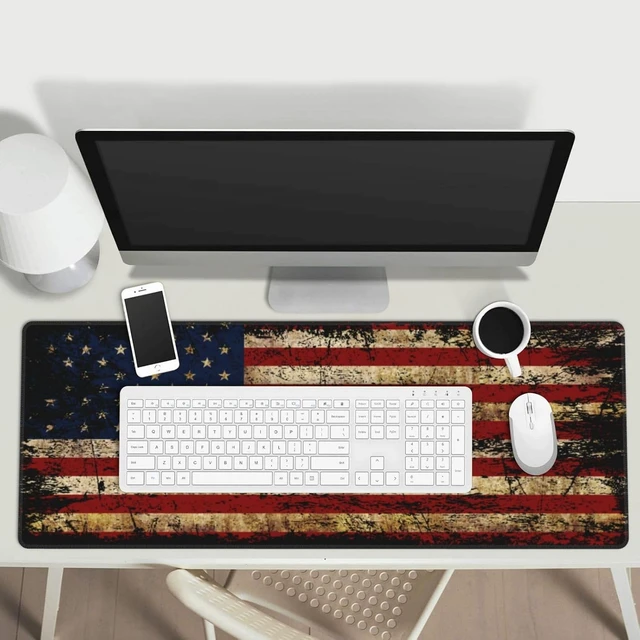 Alt view image 6 of 6 - American Flag Gaming Mouse Pad XXL Large Desk Mat Keyboard Pad