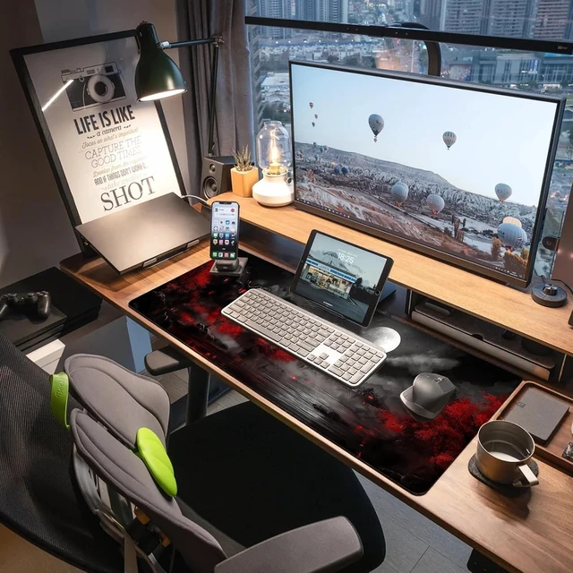 Alt view image 3 of 7 - Extended Gaming Mouse Pad Large Mouse Mat 3 mm Nature Rubber Base Mousepad with Stitched Edges Non-Slip Desk Mat for Office Home Great Gift 31.5x11.8 Inch (Dark Canyon 4)