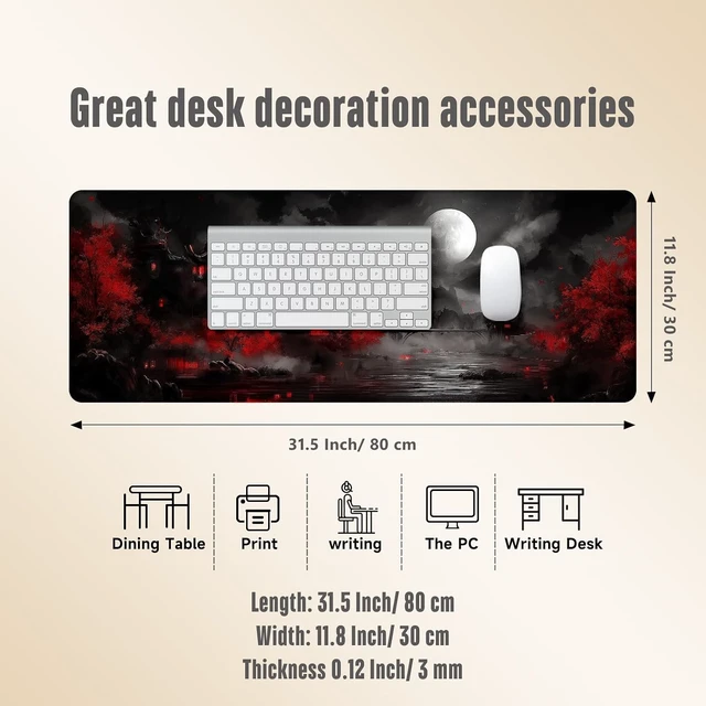 Alt view image 4 of 7 - Extended Gaming Mouse Pad Large Mouse Mat 3 mm Nature Rubber Base Mousepad with Stitched Edges Non-Slip Desk Mat for Office Home Great Gift 31.5x11.8 Inch (Dark Canyon 4)