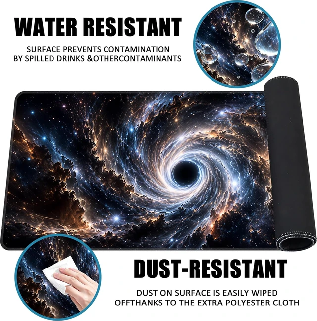 Alt view image 3 of 7 - Galaxy Black Hole Extended Mouse Pad 35.4x 15.7 Large Gaming Desk Mat