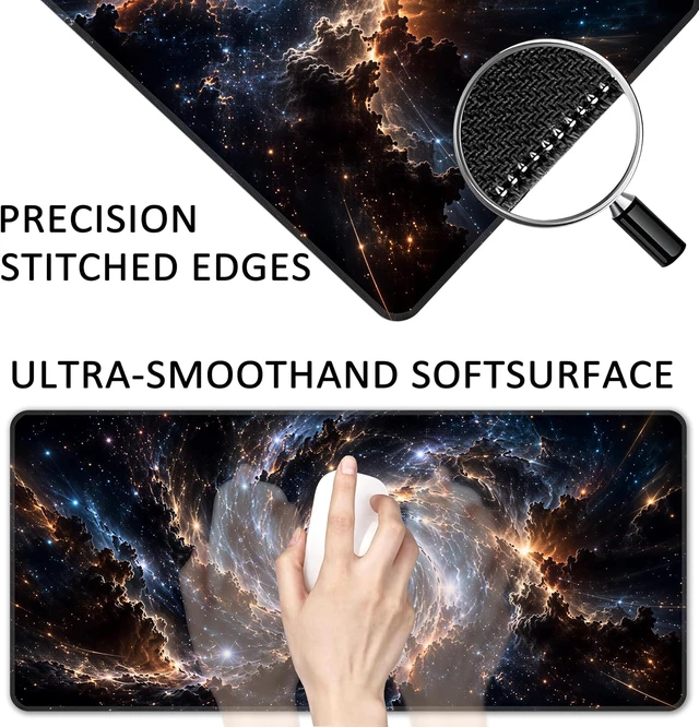 Alt view image 4 of 7 - Galaxy Black Hole Extended Mouse Pad 35.4x 15.7 Large Gaming Desk Mat