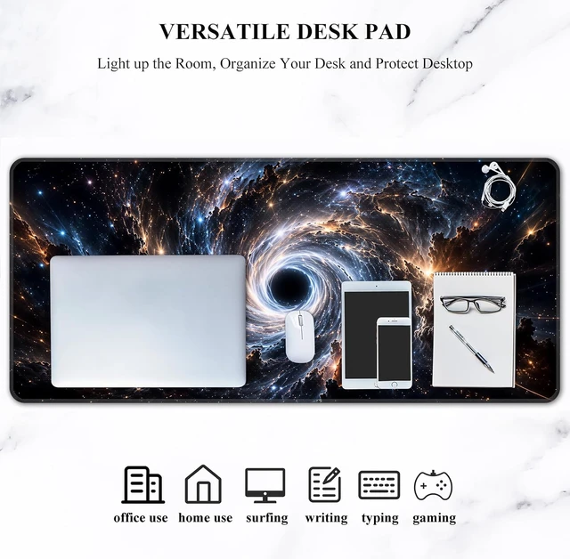 Alt view image 5 of 7 - Galaxy Black Hole Extended Mouse Pad 35.4x 15.7 Large Gaming Desk Mat