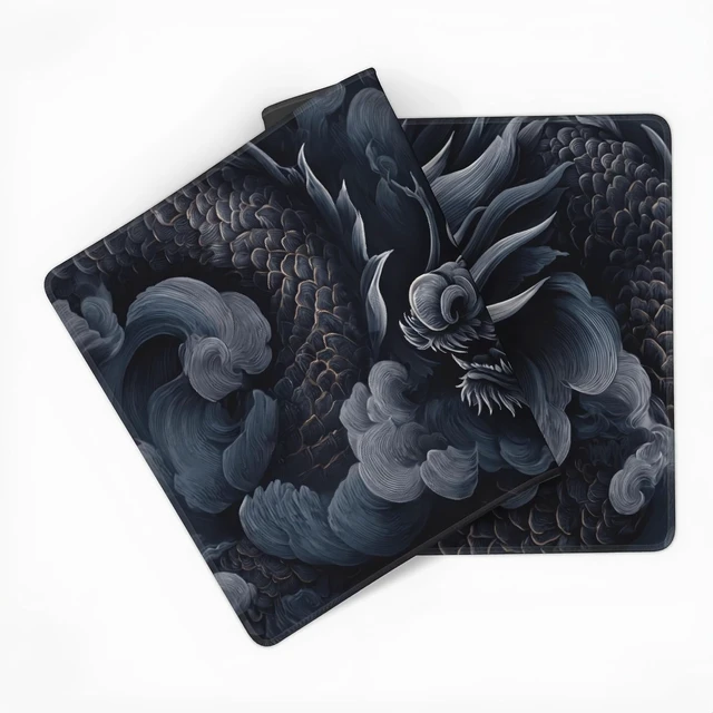 Alt view image 6 of 7 - Japanese Ink Art Desk Mat Black Dragon XL Gaming Mouse Pad