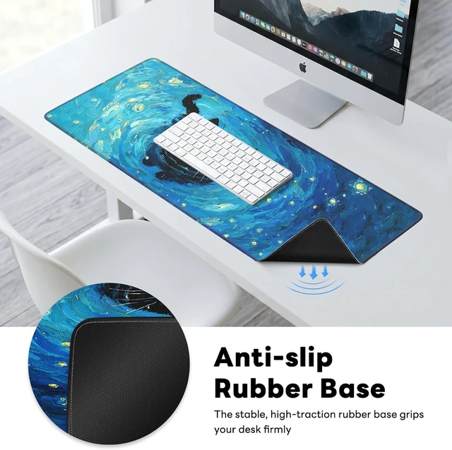Alt view image 6 of 7 - Gaming Mouse Pad Extended Desk Mat Stitched Edges Non-Slip Base