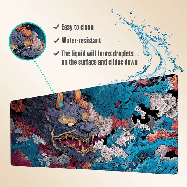 Alt view image 7 of 7 - Extended Gaming Mouse Pad Large Mouse Mat 3 mm Nature Rubber Base Mousepad with Stitched Edges Non-Slip Desk Mat for Office Home Great Gift 31.5x11.8 Inch (Ukiyo-e Monster 3)