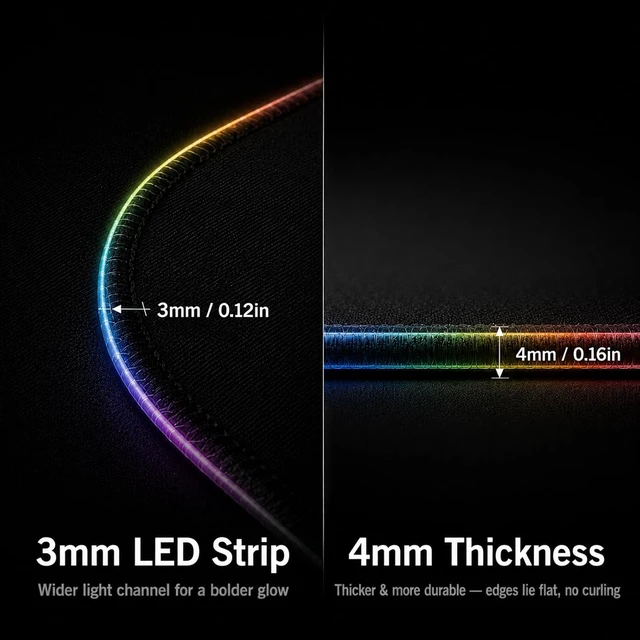 Alt view image 5 of 7 - RGB Gaming Mouse Pad 0.16 Inch Thickness 31.5 x 11.8 Large Mouse Pad for Desk 14 Light Modes Desk Mat Waterproof for PC Laptop Office Gaming Use