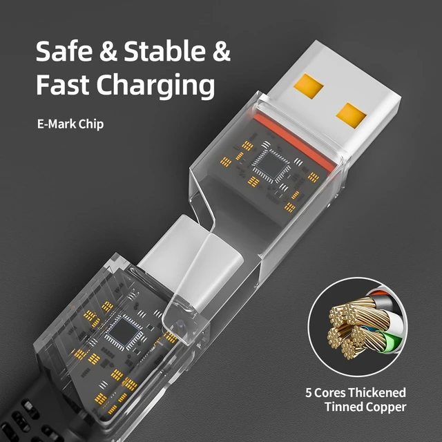 Alt view image 3 of 7 - 4 in 1 Multi Charging Cable Fast Charging 65W USB C Cable with E-Mark Chip