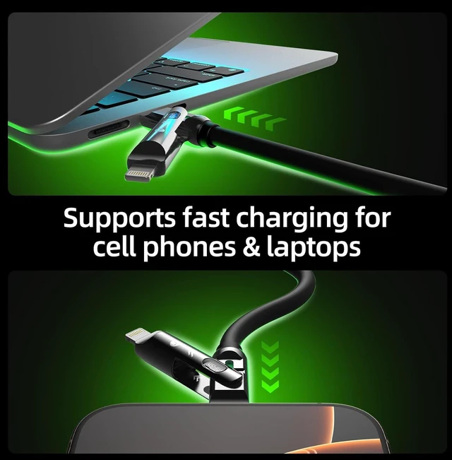 Alt view image 6 of 7 - USB C to USB C Cable 240W 4 in 1 Charging Cable Black 6.6FT
