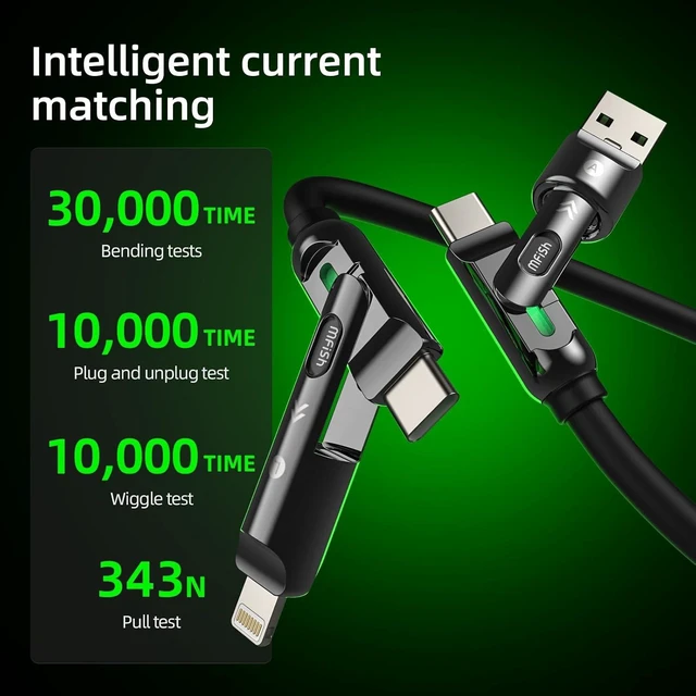 Alt view image 5 of 7 - USB C to USB C Cable 240W 4 in 1 Charging Cable Black 6.6FT
