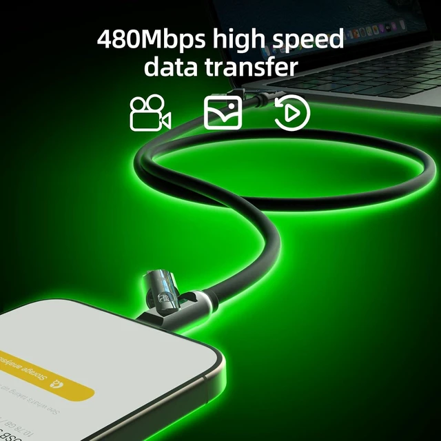 Alt view image 7 of 7 - USB C to USB C Cable 240W 4 in 1 Charging Cable Black 6.6FT