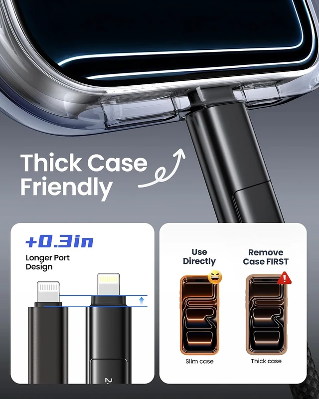 Alt view image 4 of 7 - 4 in 1 Multi Charging Cable 240W Fast Charging Cords 5FT Braided
