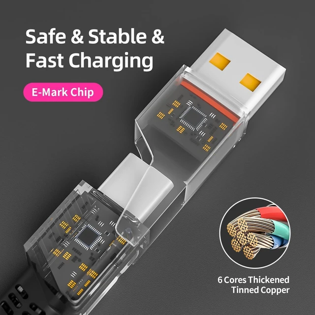 Alt view image 3 of 7 - USB C Cable Fast Charging 240W MAX 4 in 1 Charging Cable with E-Mark Chip
