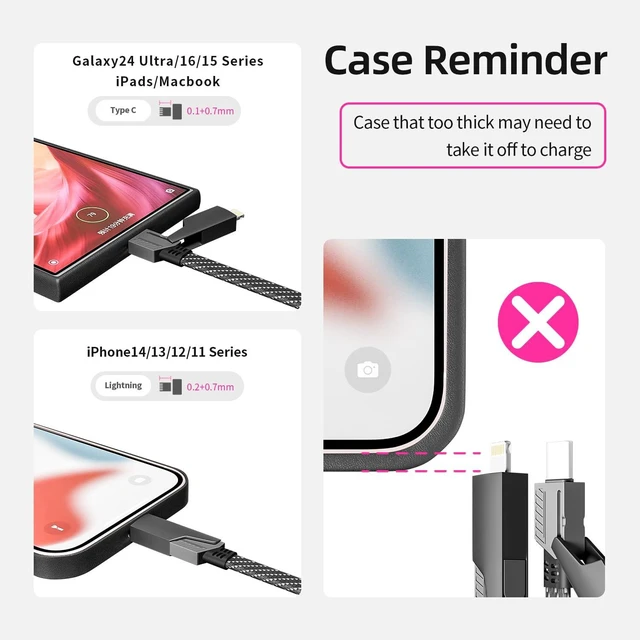 Alt view image 6 of 7 - USB C Cable Fast Charging 240W MAX 4 in 1 Charging Cable with E-Mark Chip