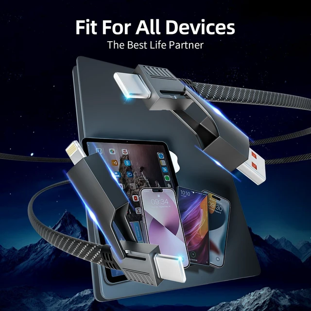 Alt view image 7 of 7 - USB C Cable Fast Charging 240W MAX 4 in 1 Charging Cable with E-Mark Chip